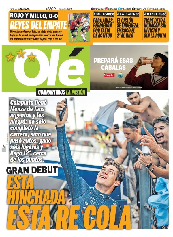 Colapinto en los principales diarios del país:: 1 Olé.jpeg